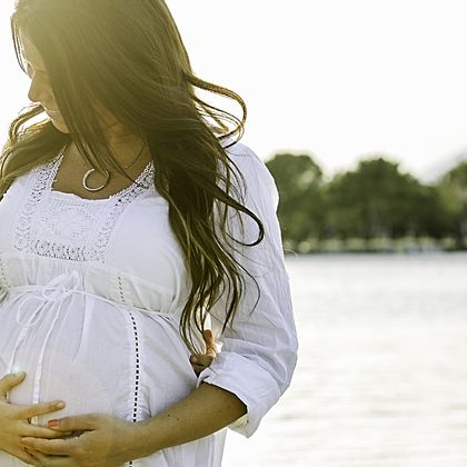 pregnant mother with dauther